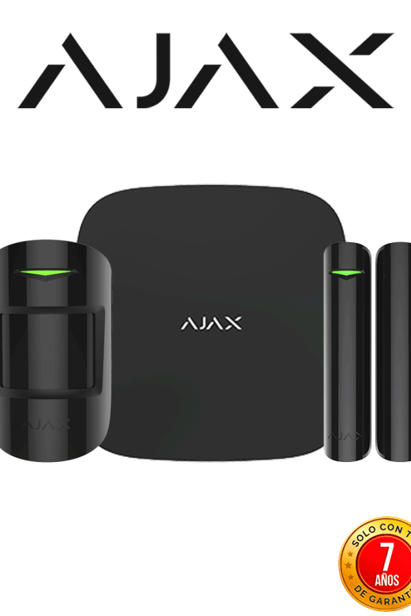 AJAX KIT STARTER B - Panel de alarma Hub2Plus conexión Ethernet / WiFi / LTE, APP “AJAX PRO” iOS y Android , 1 sensor de movimiento y 1 detector de puerta o ventana con entrada auxiliar en color Negro